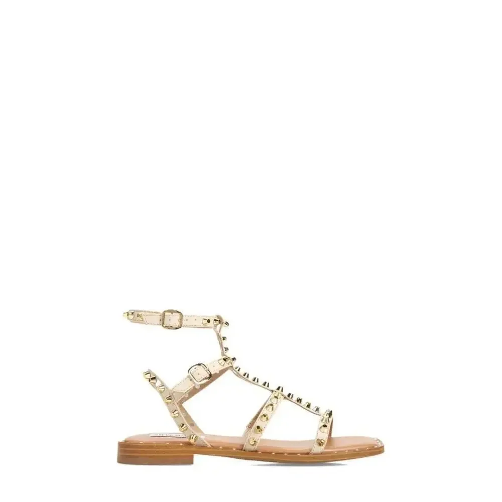 Steve Madden Women's Cream Sunnie Studded Gladiator Flat Sandals Size 8
